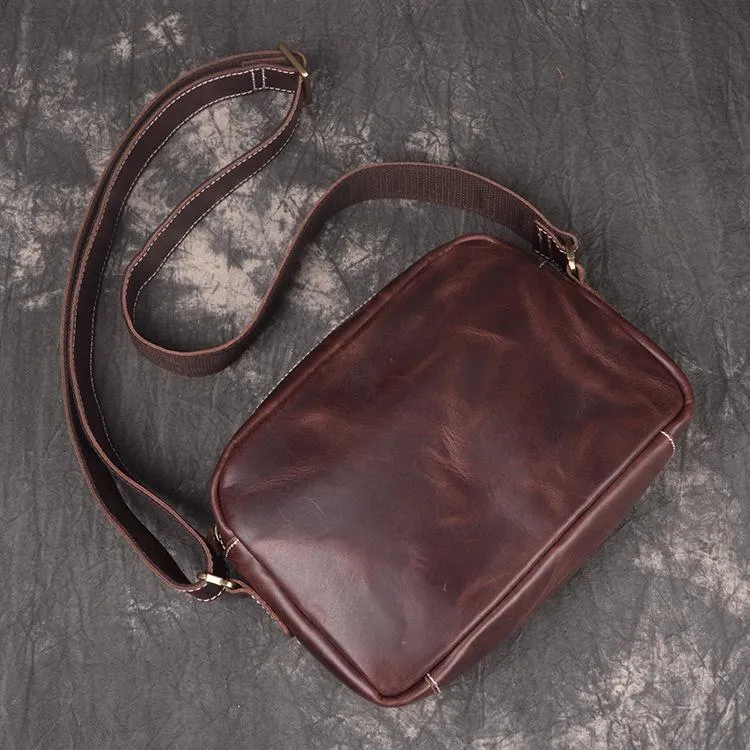 Casual Leather Mens Brown Side Bag Small Messenger BAG Brown Courier Bag FOR MEN