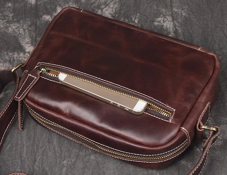 Casual Leather Mens Brown Side Bag Small Messenger BAG Brown Courier Bag FOR MEN