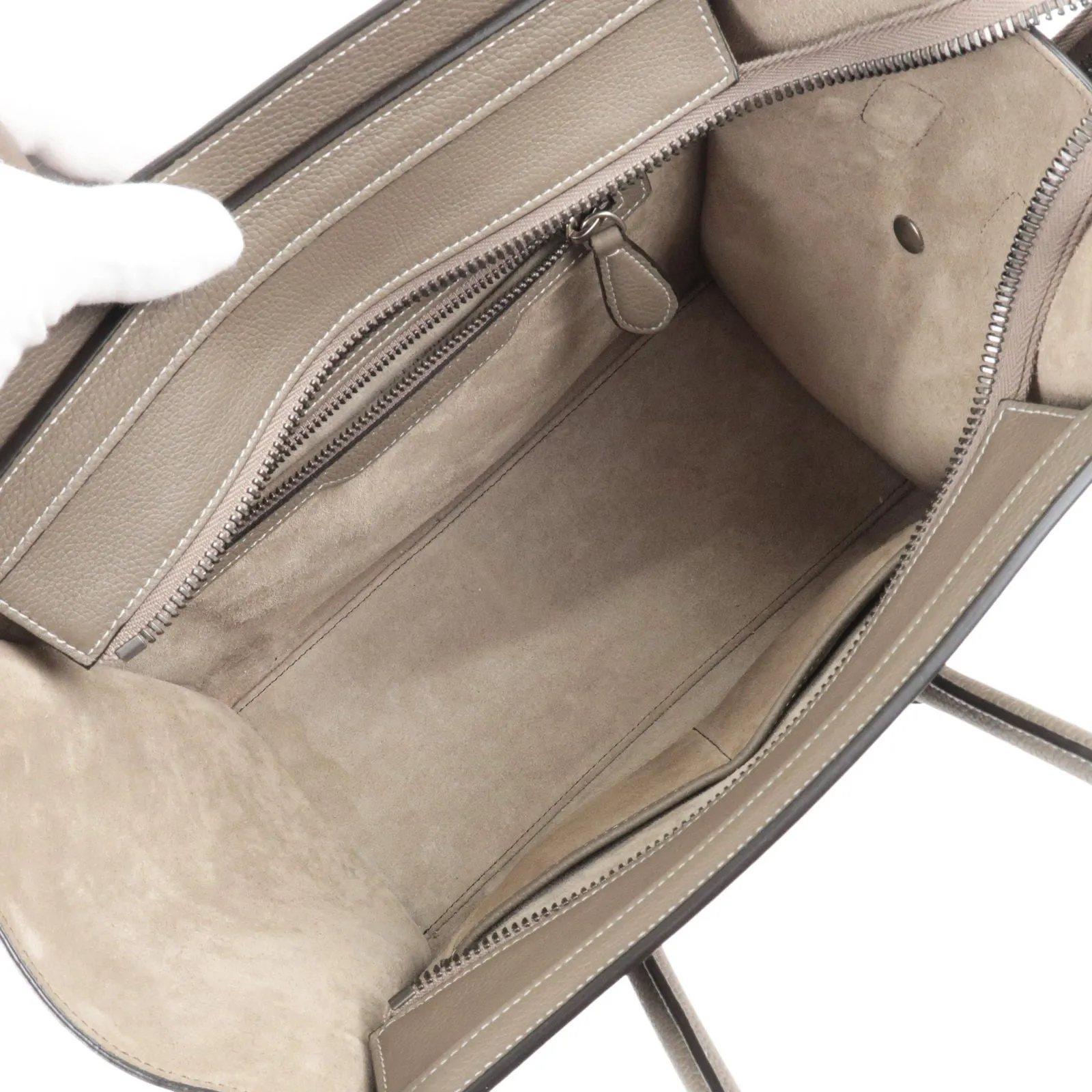 CELINE Luggage Micro Shopper Leather Hand Bag Souris 189793