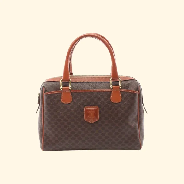 Celine Macadam Handbag PVC Leather Dark Brown