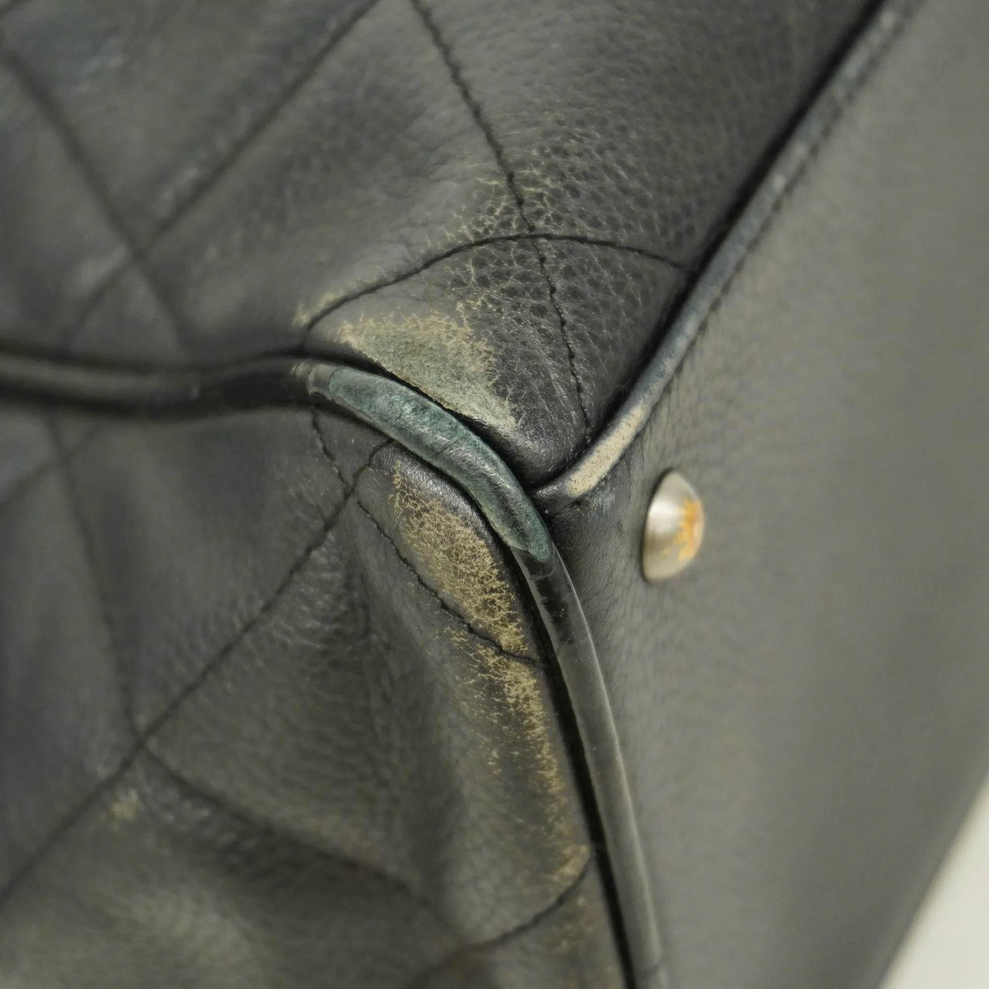 CHANEL   Matelasse Handbag Women's Caviar Leather Handbag Black