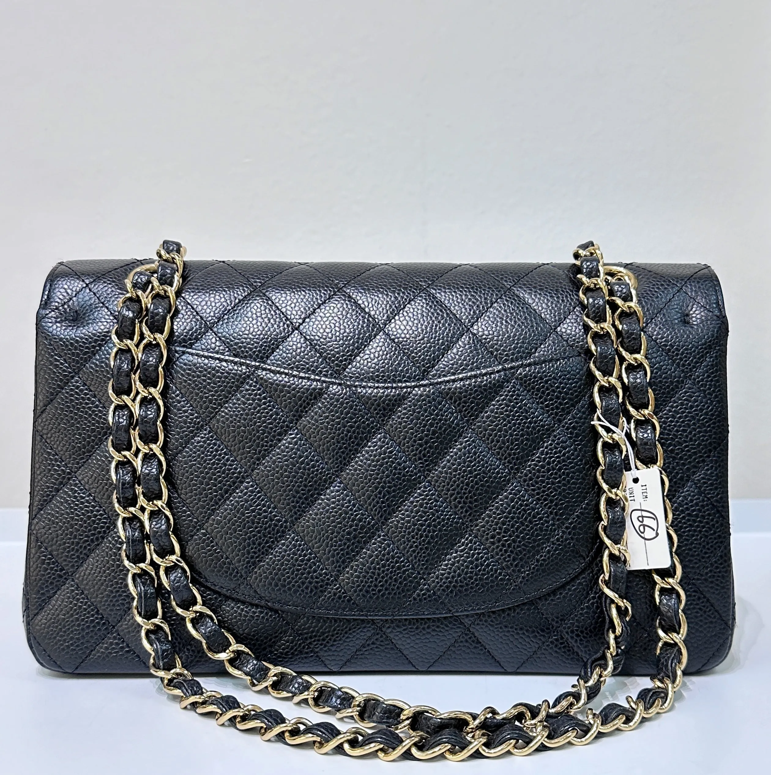 Chanel Medium Classic Flap Caviar Black Gold Hardware