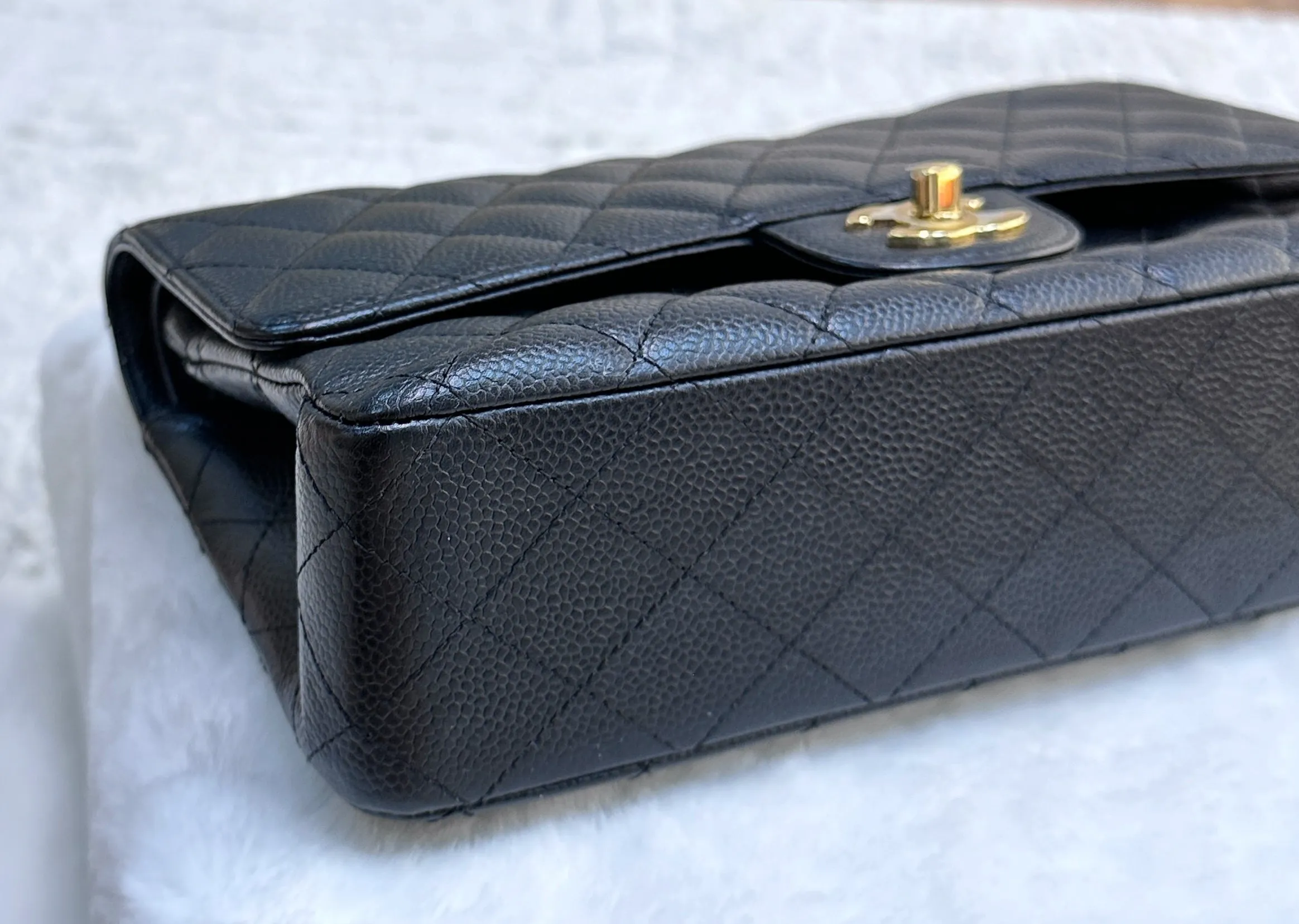 Chanel Medium Classic Flap Caviar Black Gold Hardware