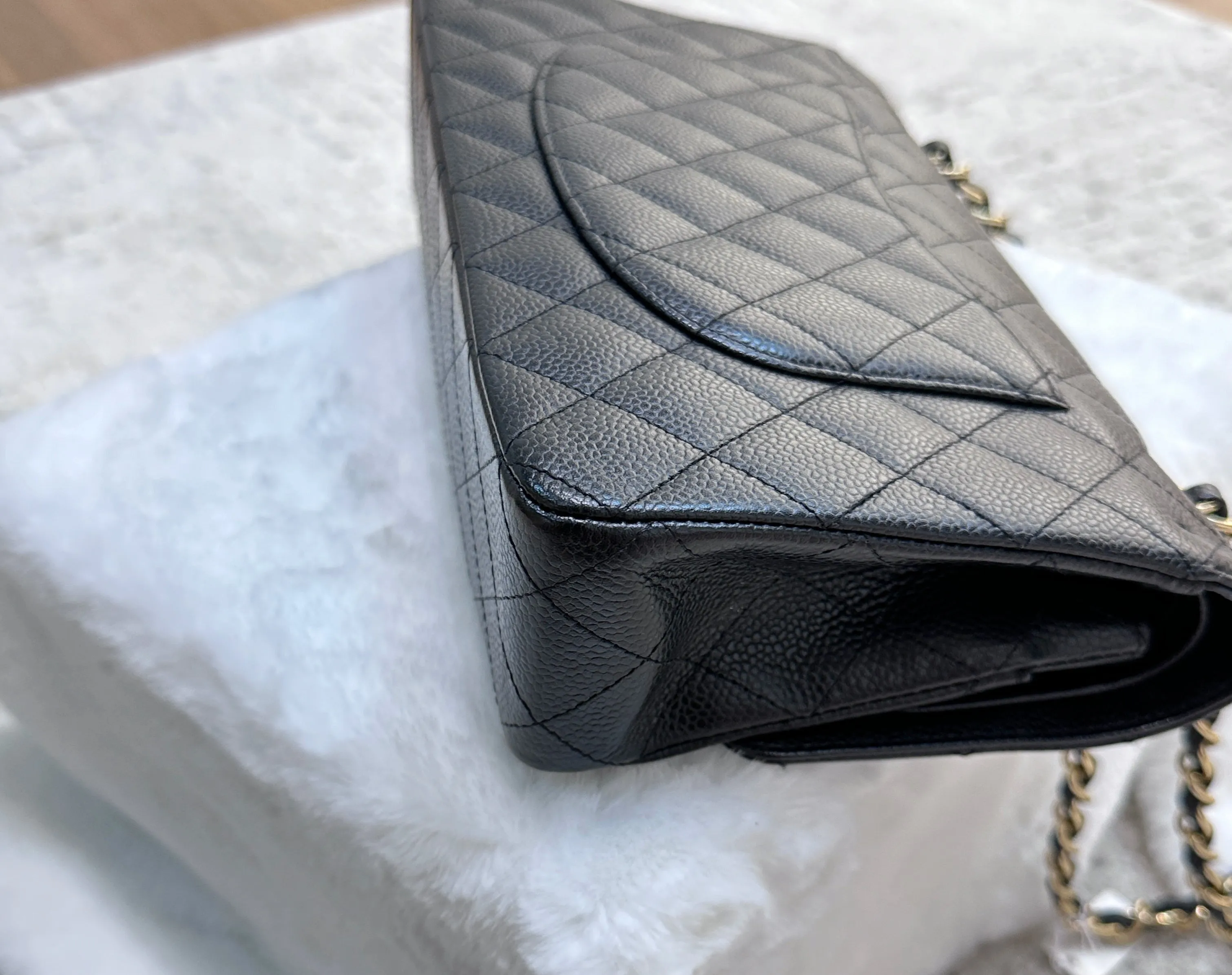 Chanel Medium Classic Flap Caviar Black Gold Hardware