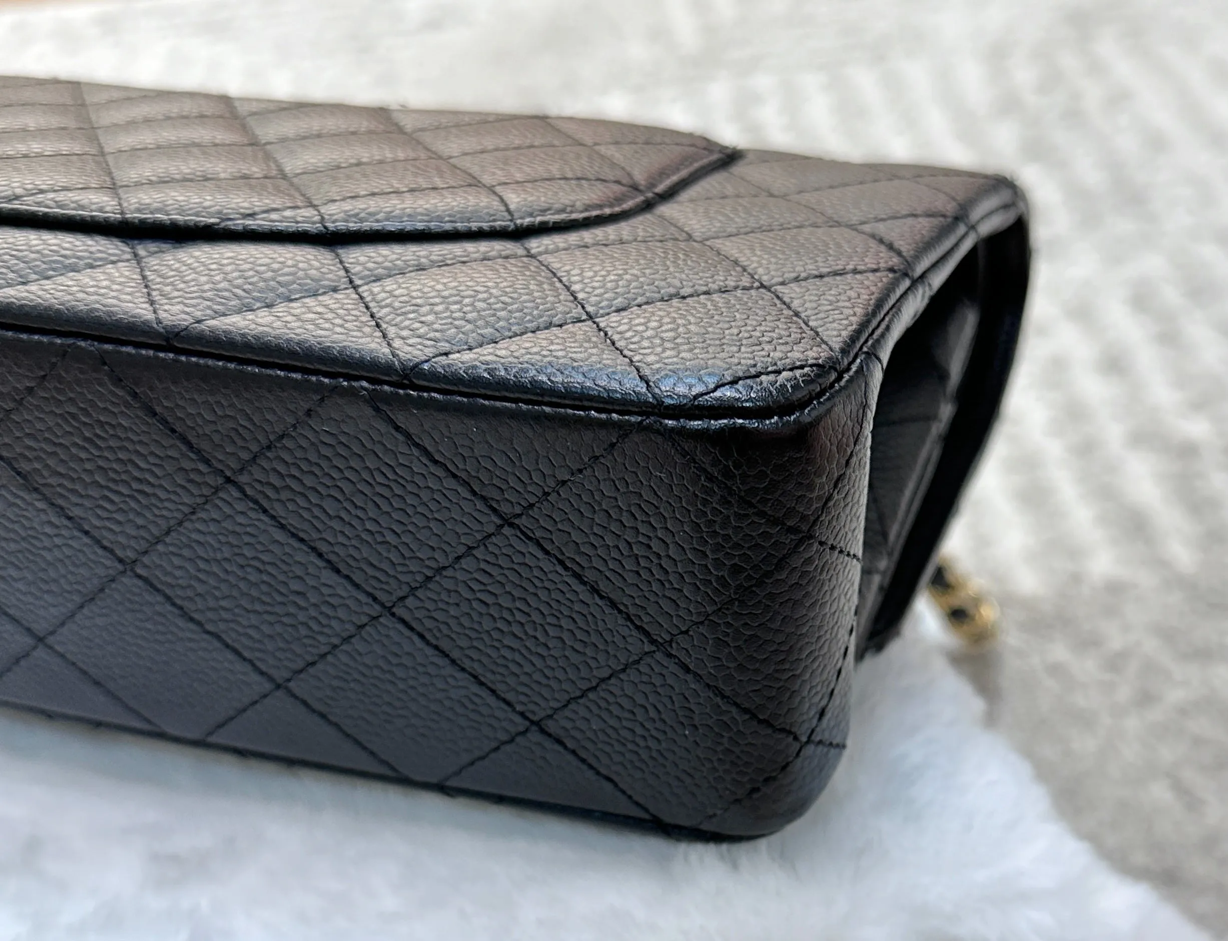 Chanel Medium Classic Flap Caviar Black Gold Hardware