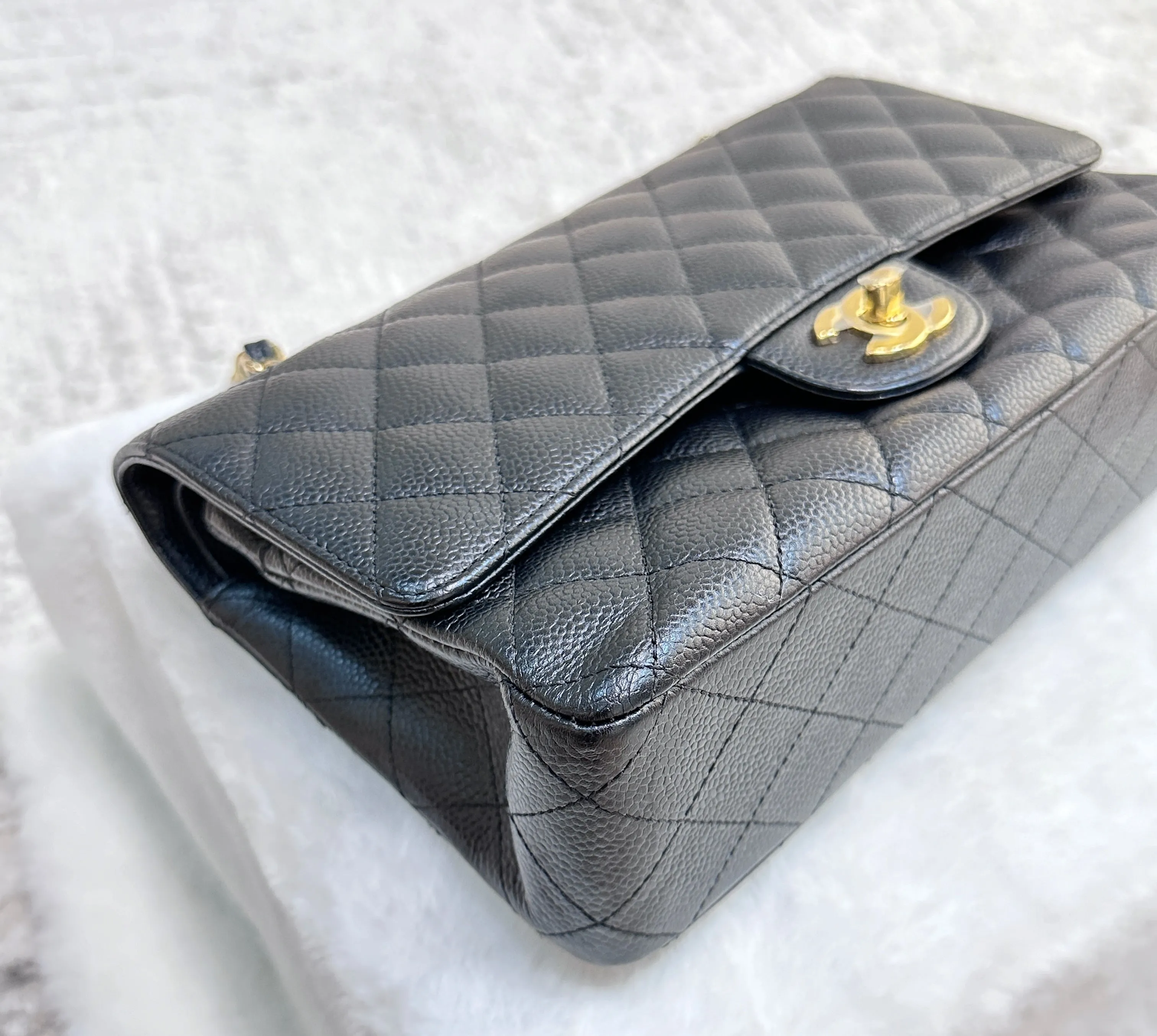Chanel Medium Classic Flap Caviar Black Gold Hardware
