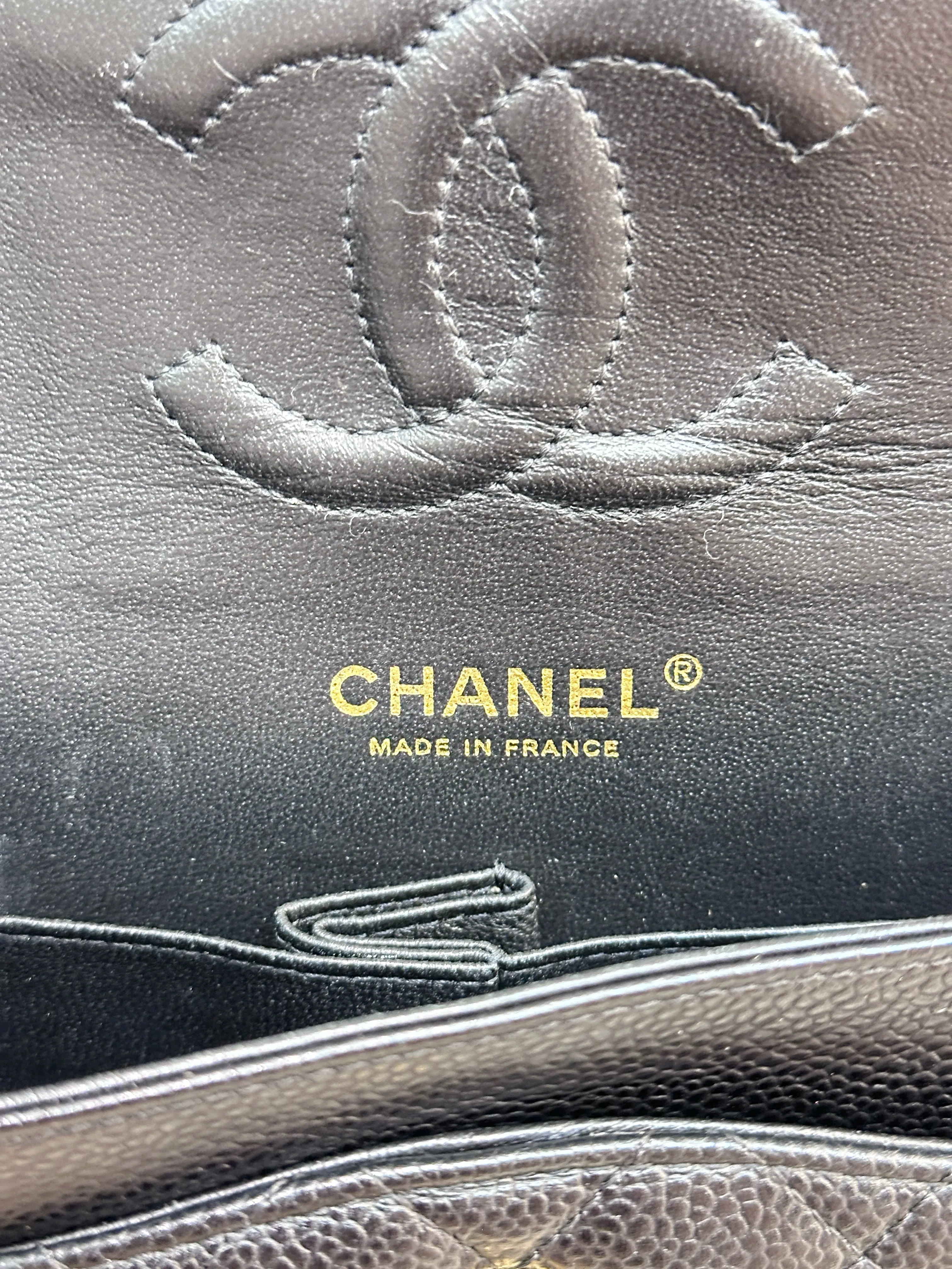 Chanel Medium Classic Flap Caviar Black Gold Hardware