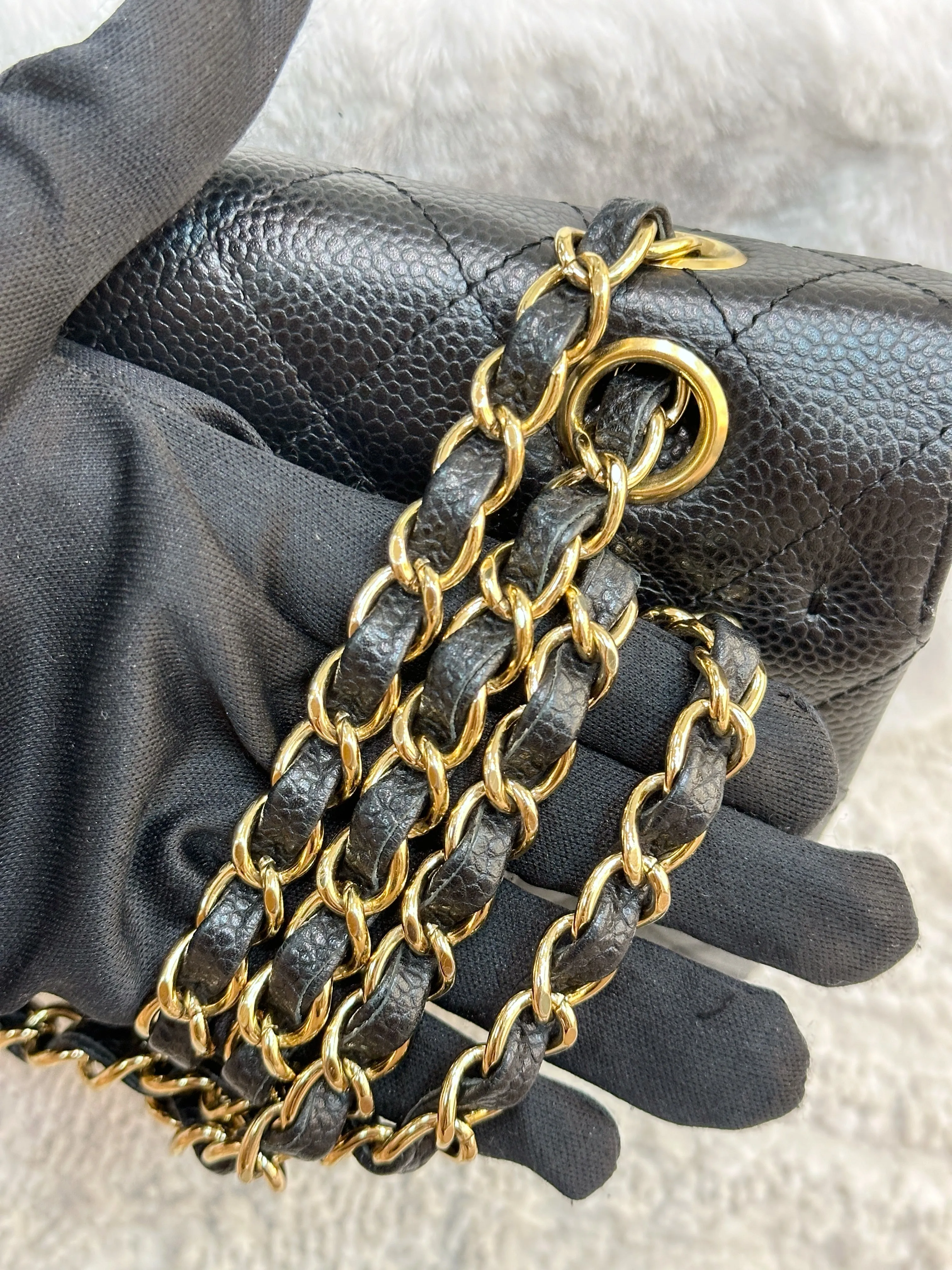Chanel Medium Classic Flap Caviar Black Gold Hardware