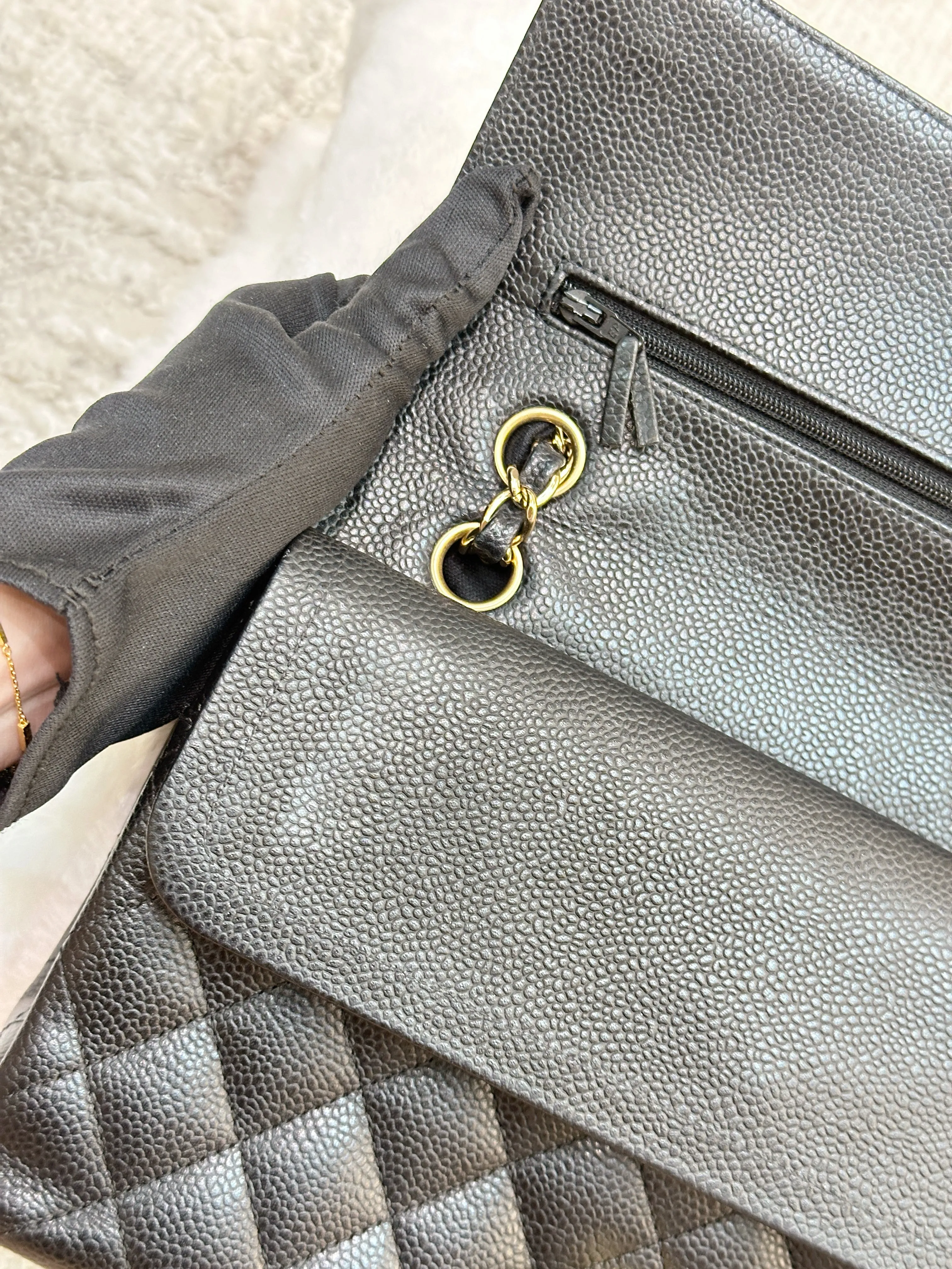 Chanel Medium Classic Flap Caviar Black Gold Hardware