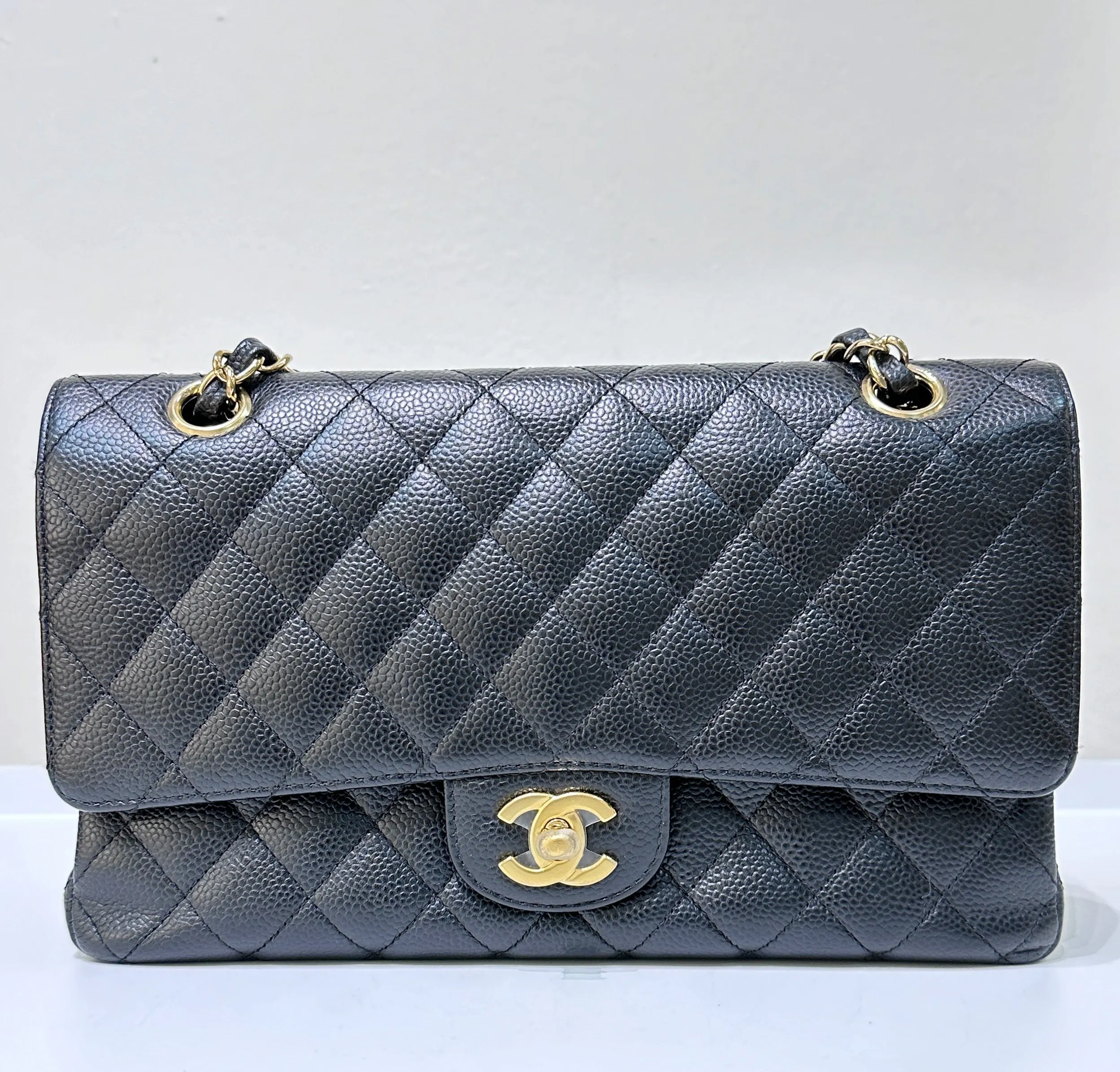 Chanel Medium Classic Flap Caviar Black Gold Hardware