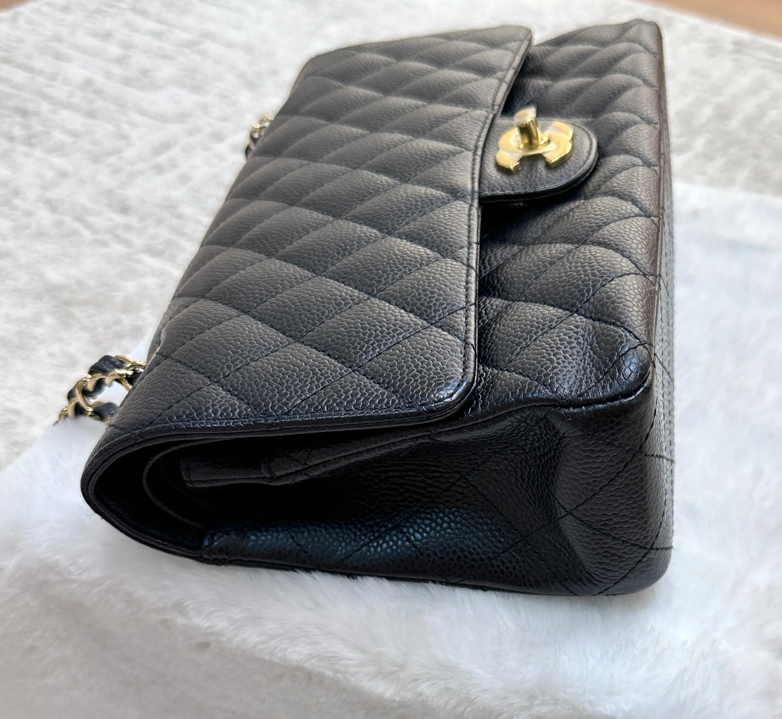 Chanel Medium Classic Flap Caviar Black Gold Hardware