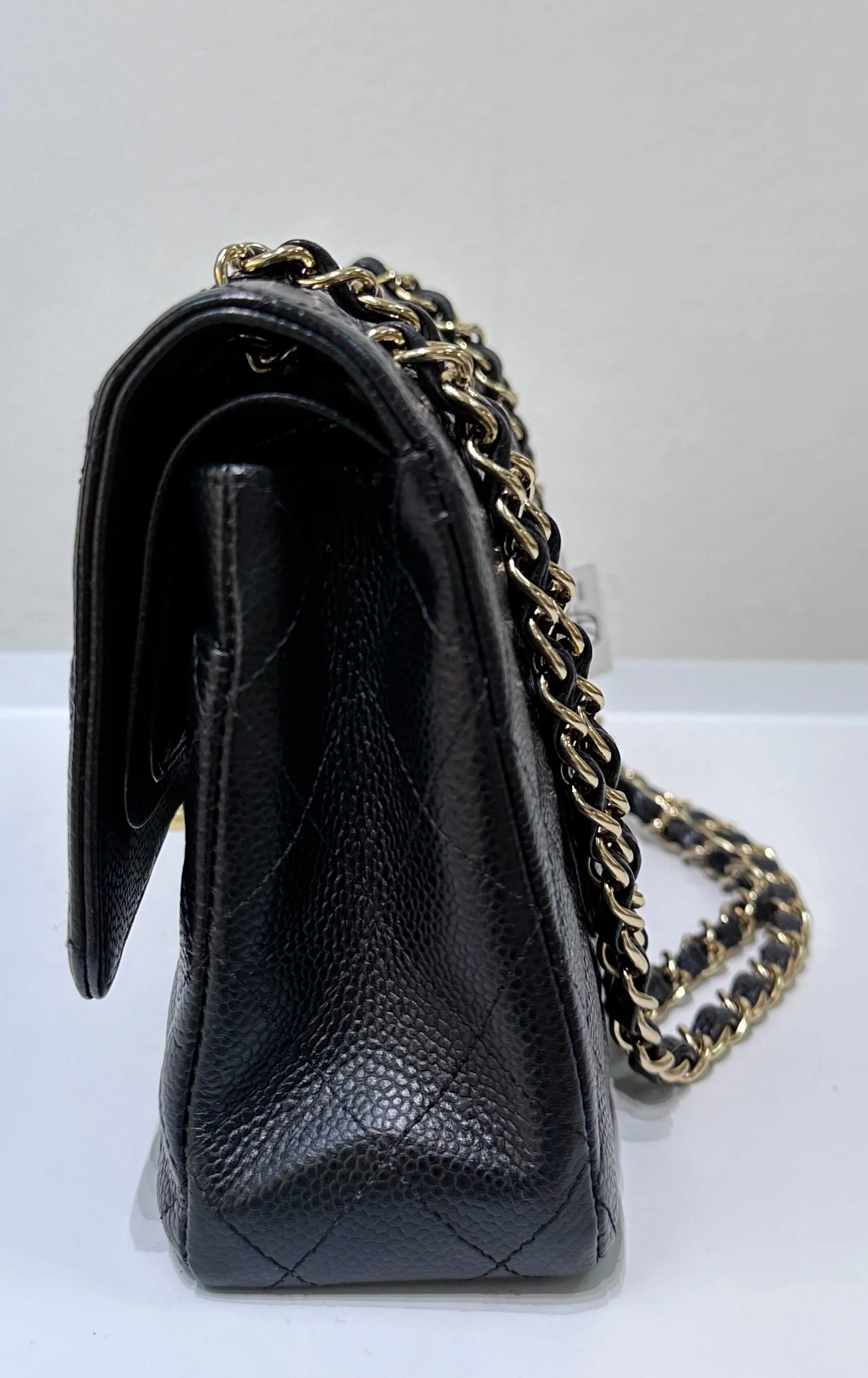 Chanel Medium Classic Flap Caviar Black Gold Hardware