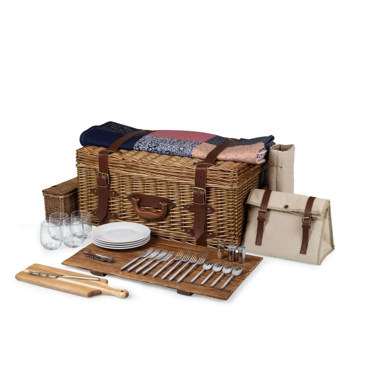 Charming Wicker Picnic Basket for 4