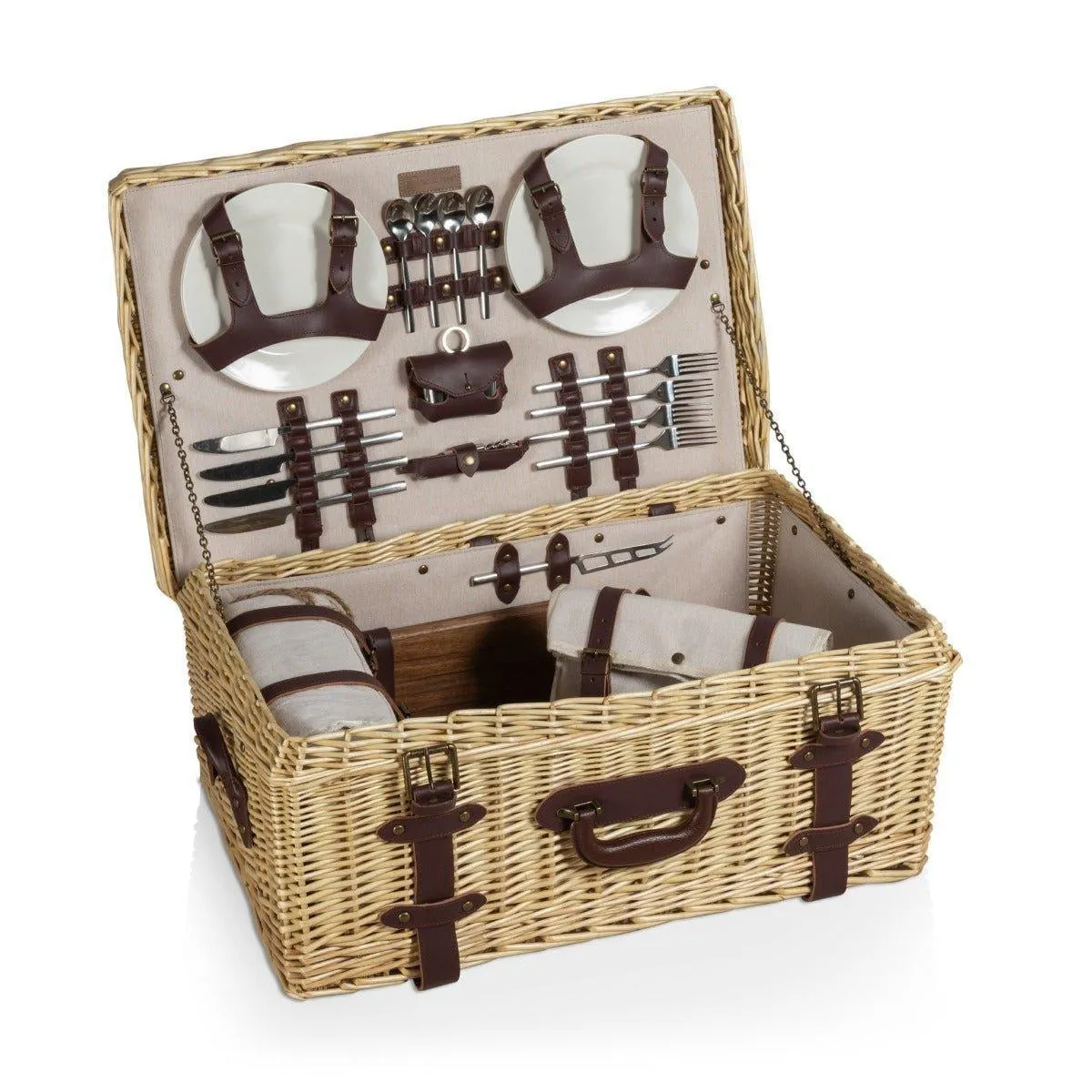 Charming Wicker Picnic Basket for 4