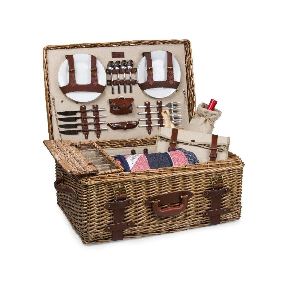 Charming Wicker Picnic Basket for 4