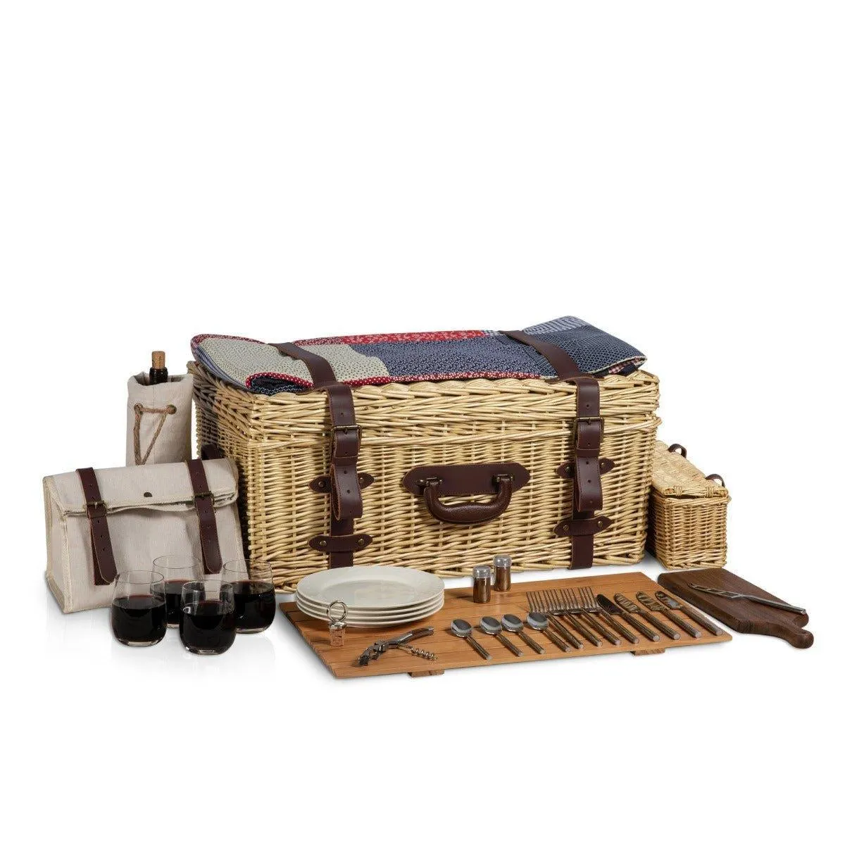 Charming Wicker Picnic Basket for 4