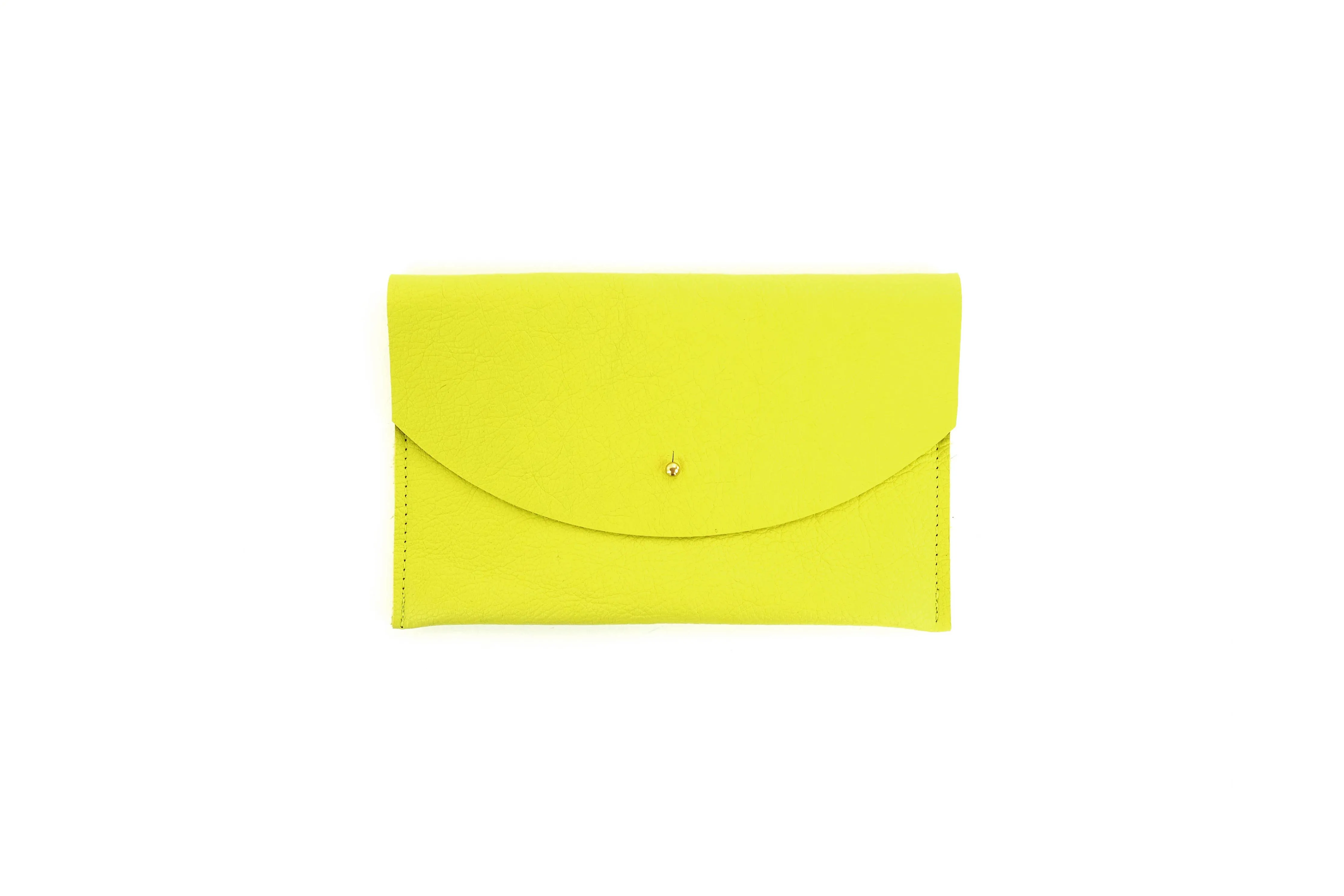 Chartreuse Leather Envelope Pouch