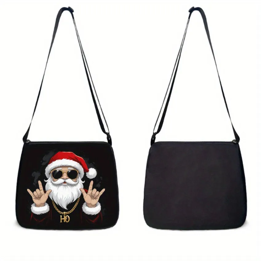 Chic Santa Claus Print Crossbody Bag for Women - Adjustable Strap, Lightweight Polyester Shoulder Purse with Zip Closure, Best for Christmas