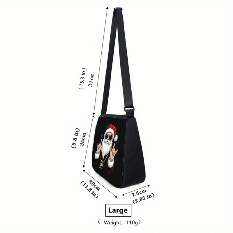 Chic Santa Claus Print Crossbody Bag for Women - Adjustable Strap, Lightweight Polyester Shoulder Purse with Zip Closure, Best for Christmas