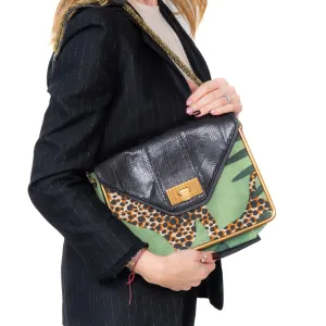 Chloe Giraffe Print Navy And Green Bag