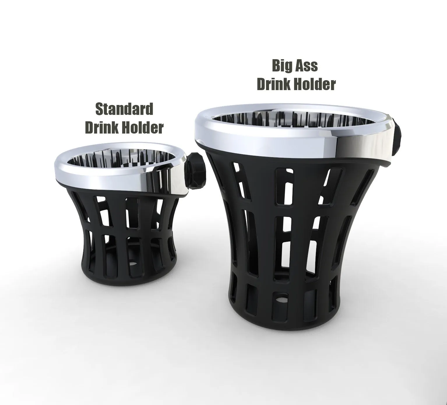 Ciro Big Ass Drink Holder-Rider & Passenger Mount Options-Harley & Metric-Black