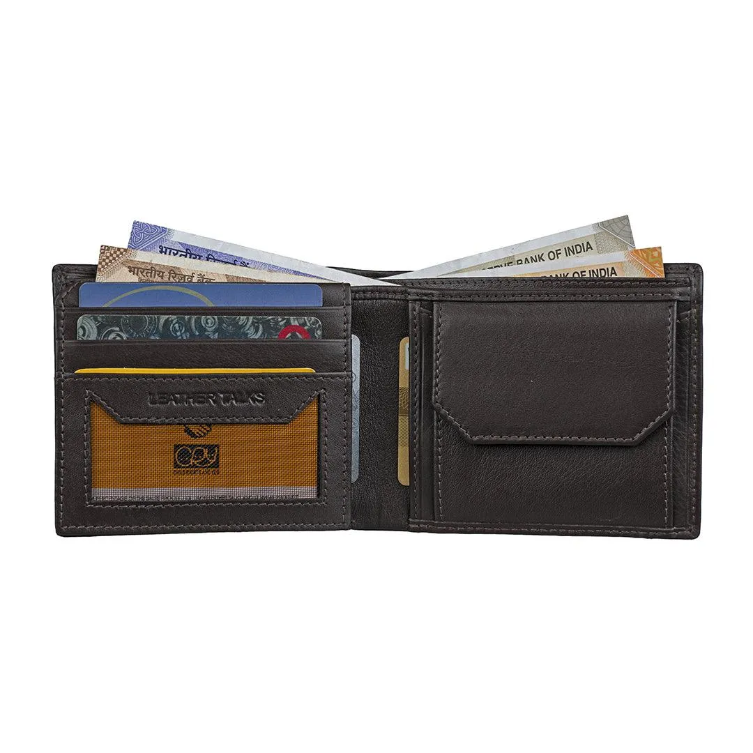 Classic Gent's Wallet | Leather Wallet for Men | 100% Genuine Leather | Color: Brown & Black