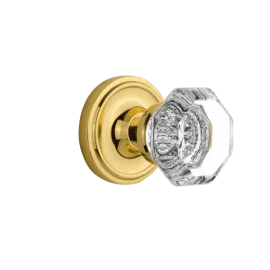 Classic Rosette with Waldorf Knob in Unlacquered Brass