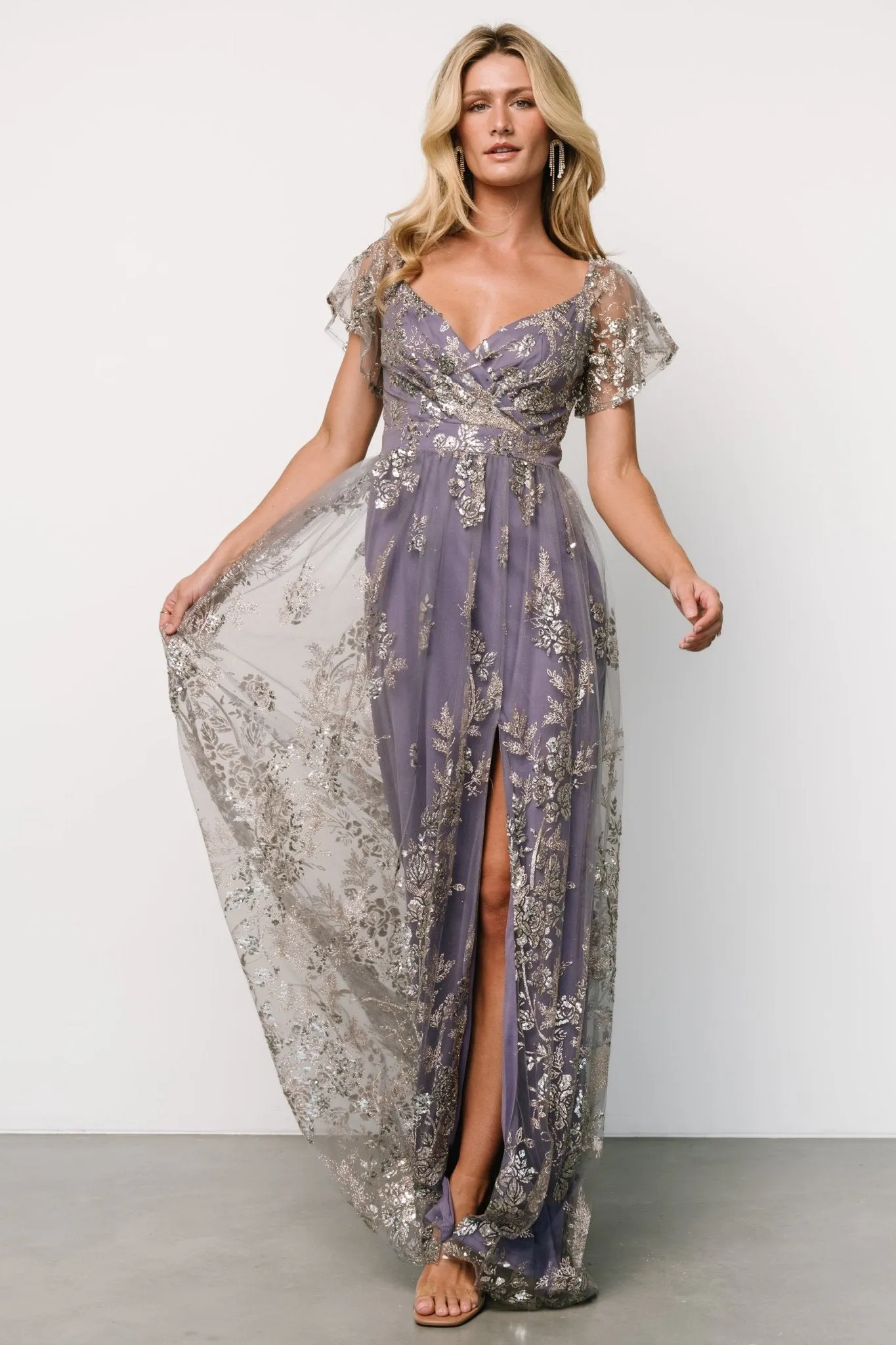 Corinne Shimmer Maxi Gown | Blue   Rose