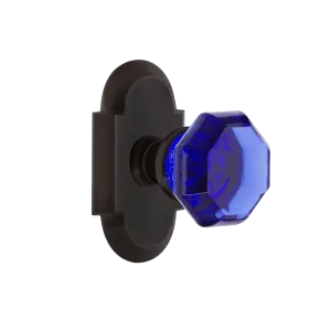 Cottage Short Plate with Cobalt Waldorf Knob in Timeless Bronze