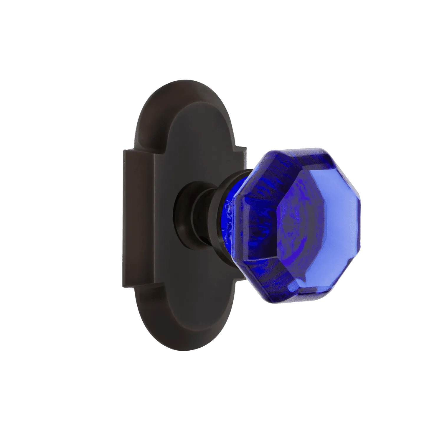 Cottage Short Plate with Cobalt Waldorf Knob in Timeless Bronze