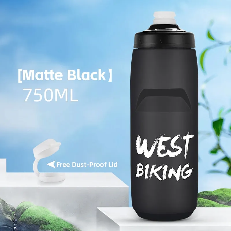 Cycling Water Bottle 620-750ML Portable Sports Soft Flask MTB Road Bike Bottle Running Gym Fitness Bottle 6 Colors