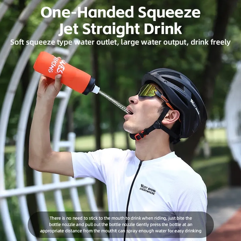 Cycling Water Bottle 620-750ML Portable Sports Soft Flask MTB Road Bike Bottle Running Gym Fitness Bottle 6 Colors