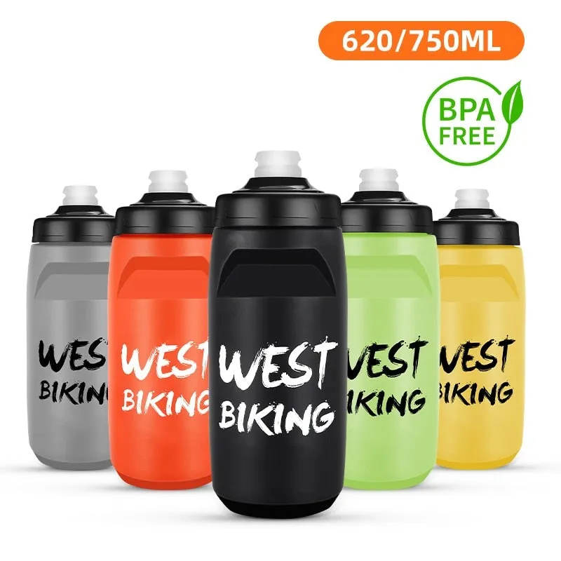 Cycling Water Bottle 620-750ML Portable Sports Soft Flask MTB Road Bike Bottle Running Gym Fitness Bottle 6 Colors