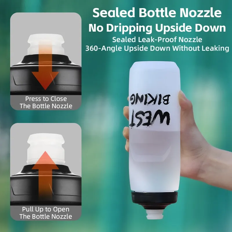 Cycling Water Bottle 620-750ML Portable Sports Soft Flask MTB Road Bike Bottle Running Gym Fitness Bottle 6 Colors
