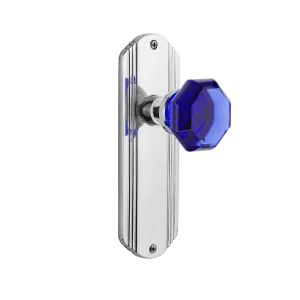 Deco Long Plate with Cobalt Waldorf Knob in Bright Chrome