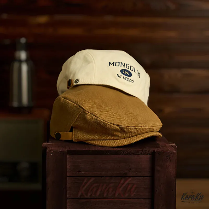 Dual-Sided Wear Embroidered Newsboy Cap