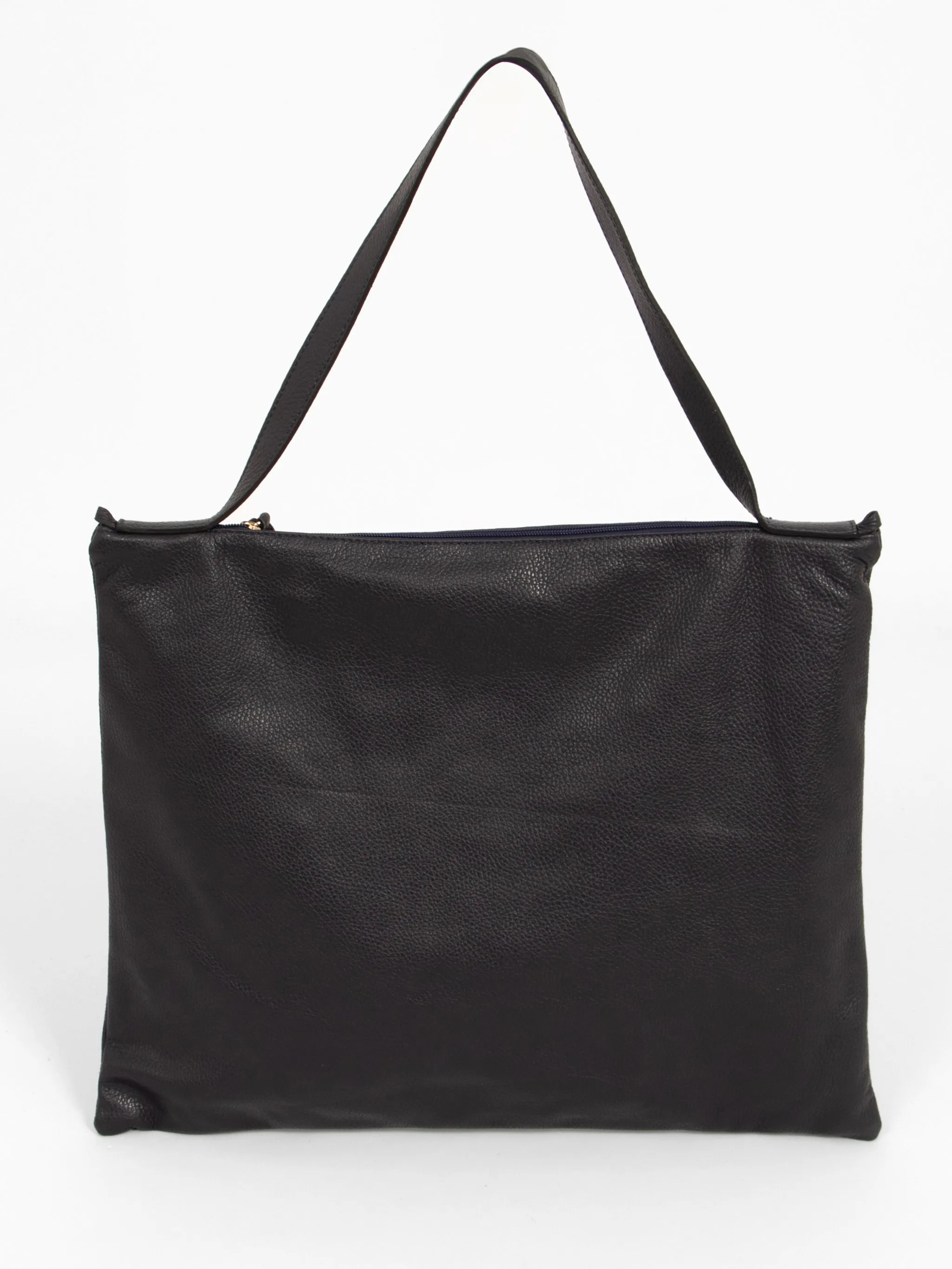 Dulce Italian Leather Large Tote Bag - Navy Blue, Pebbled