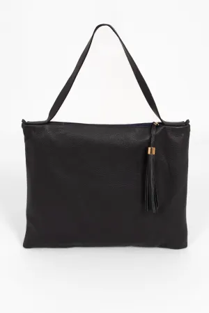 Dulce Italian Leather Large Tote Bag - Navy Blue, Pebbled