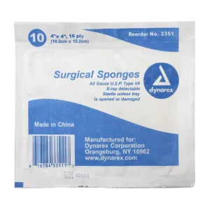 Dynarex - X-Ray Detectable Surgical Gauze Sponge Sterile 4" x 4"