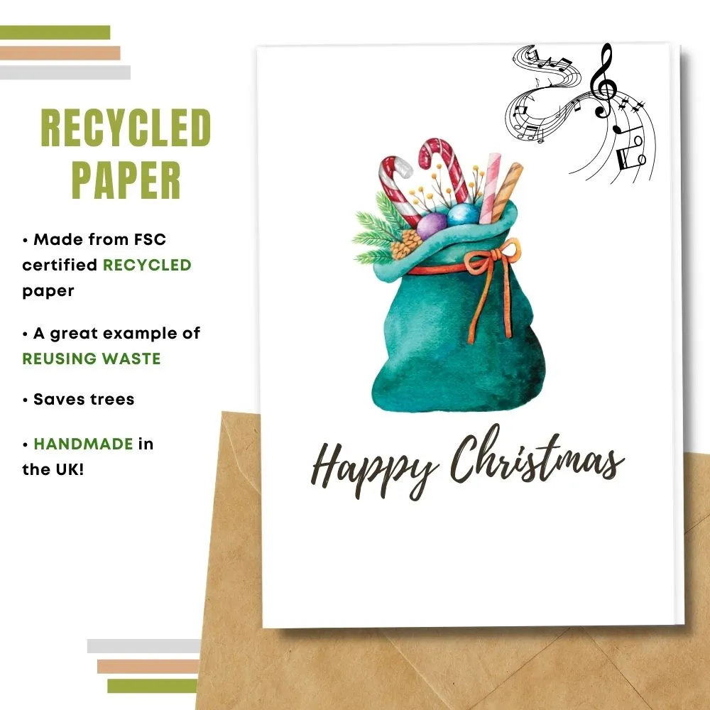 Eco Friendly Christmas Card, Gift Sack