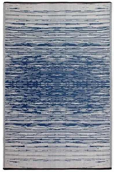Eco Friendly Outdoor Rug - Abstract - Blue & Cream