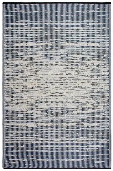 Eco Friendly Outdoor Rug - Abstract - Blue & Cream