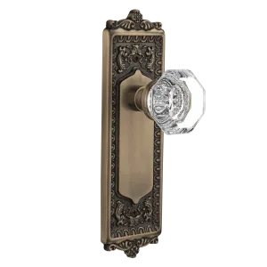 Egg & Dart Long Plate with Waldorf Knob in Antique Brass