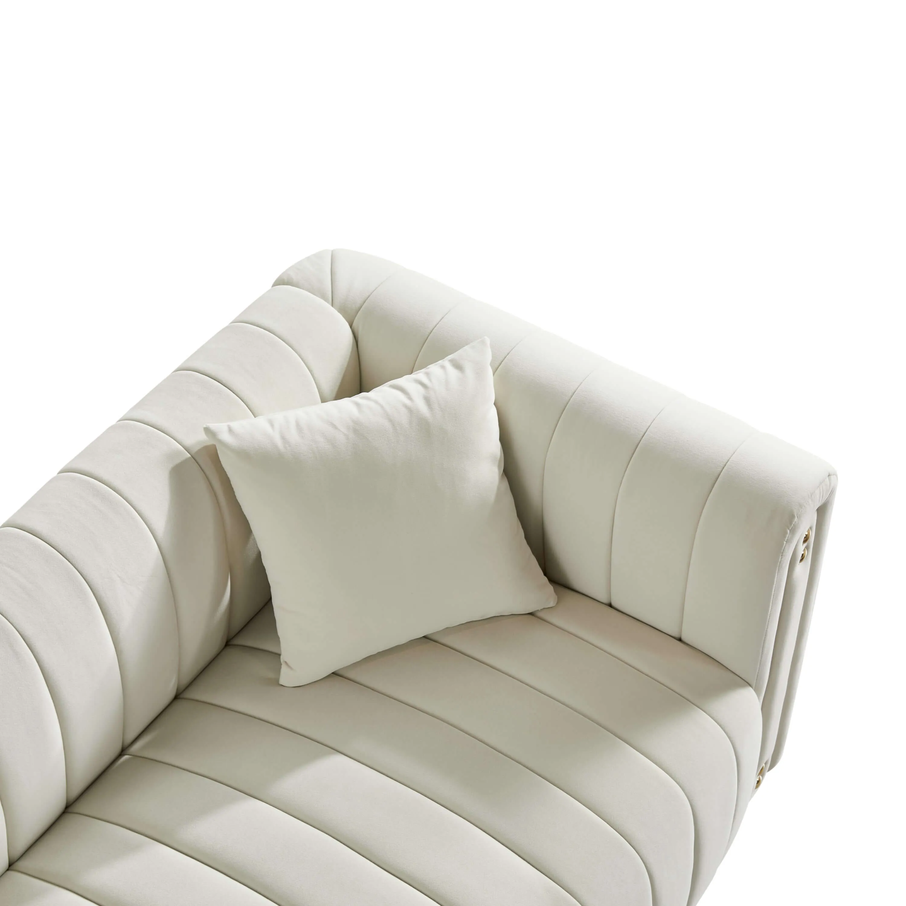 Elegant White Tufted Velvet Sofa Compact & Luxurious 79.92"