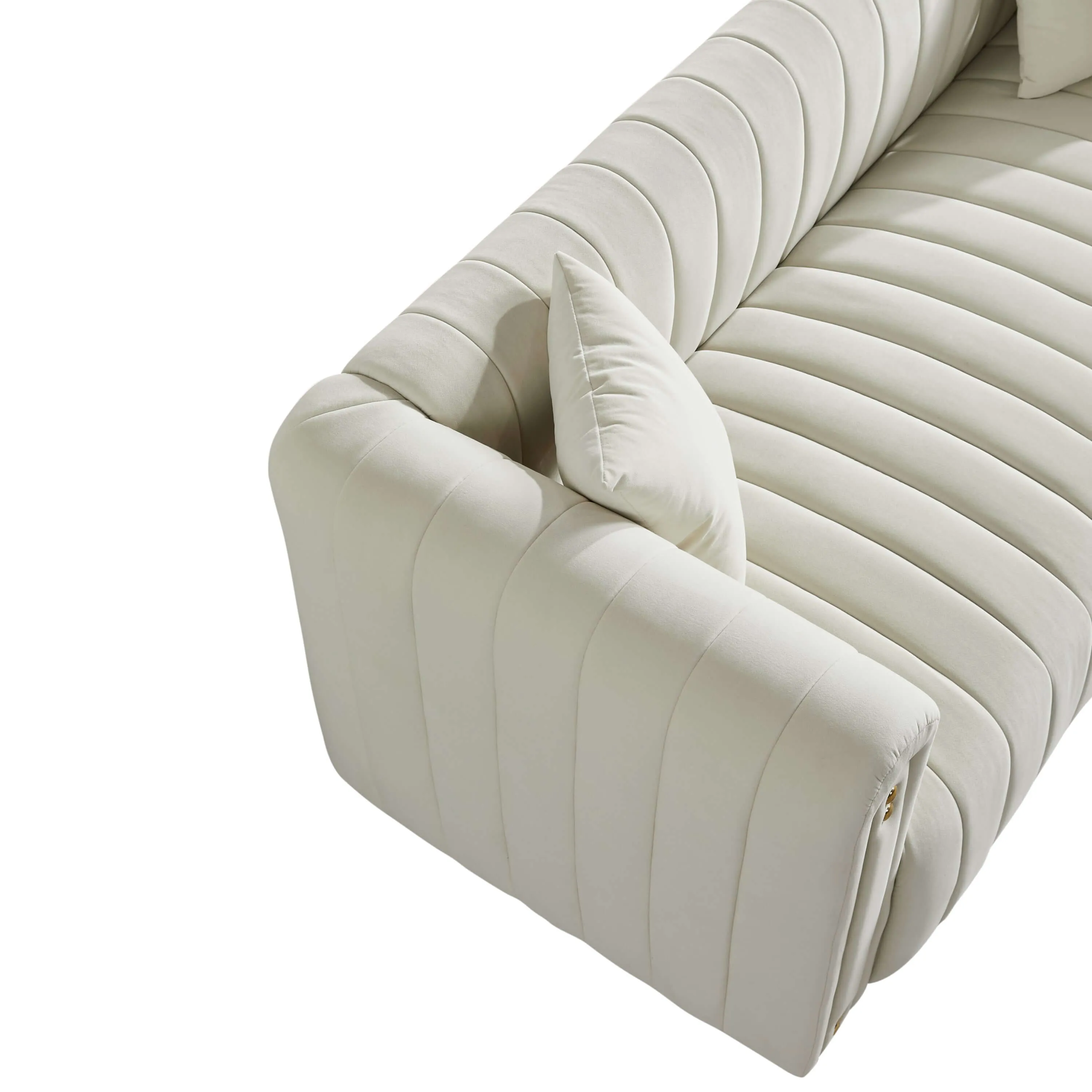 Elegant White Tufted Velvet Sofa Compact & Luxurious 79.92"
