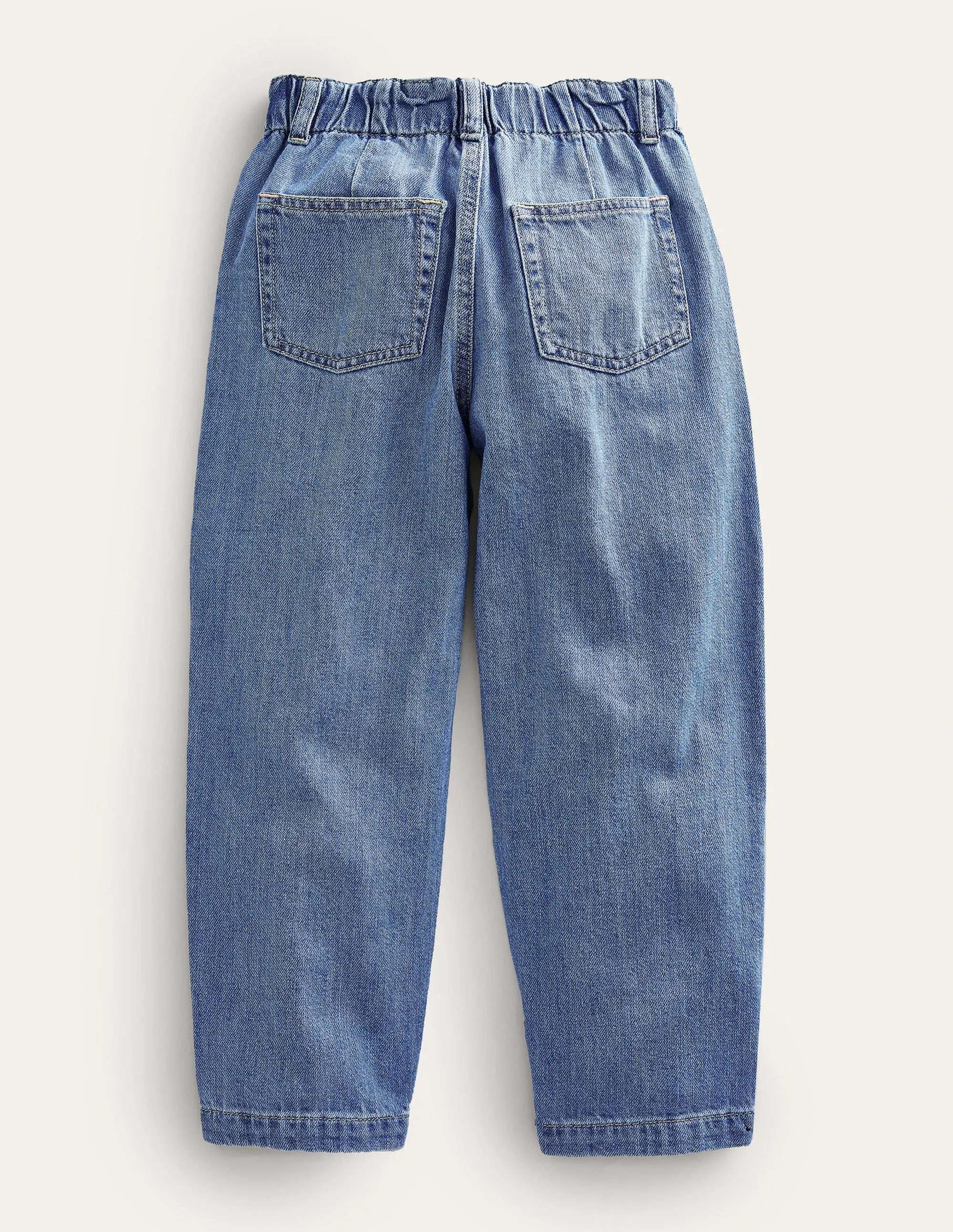 Embroidered Barrel Leg Jeans-Light Wash Embroidered Denim