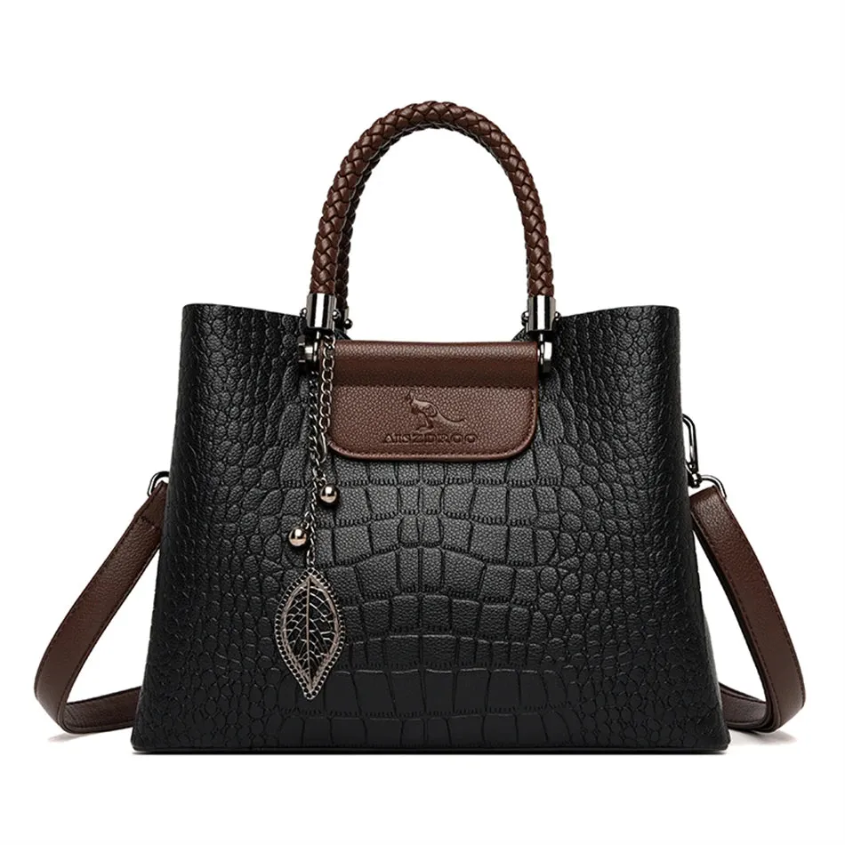 Emerald Allure - Triple-Layered Alligator Texture Tote