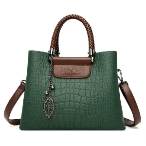 Emerald Allure - Triple-Layered Alligator Texture Tote