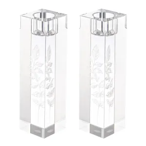 ENGRAVED CRYSTAL CANDLESTICKS