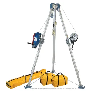FallTech 11' Confined Space Tripod System, 60' Steel SRL-R and Personnel Winch
